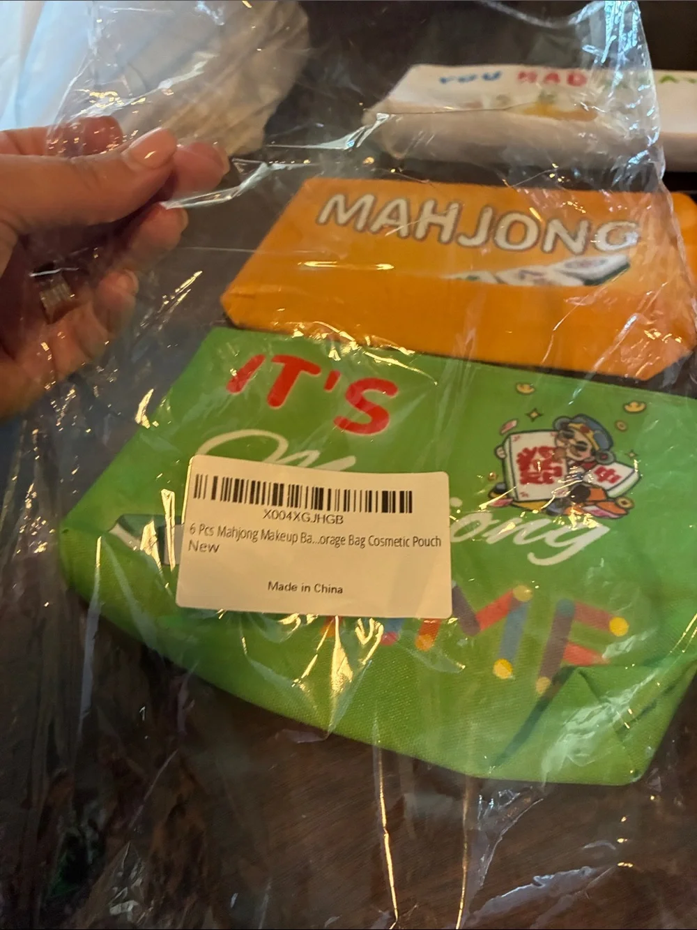 Mahjong Themed Makeup Pouch - Assorted Colors